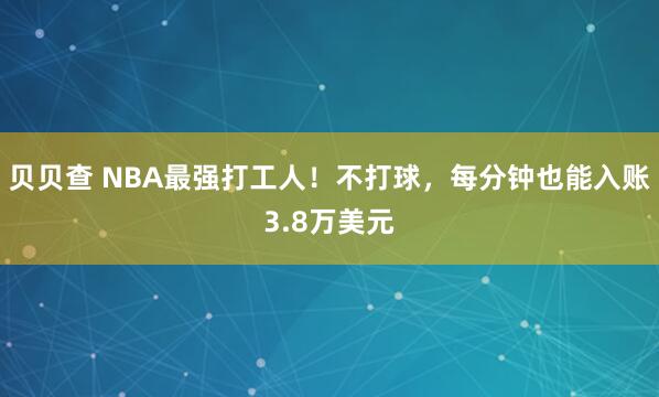 贝贝查 NBA最强打工人！不打球，每分钟也能入账3.8万美元